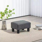 Petit pouf ottoman, repose-pieds avec revêtement en tissu de lin et pieds en plastique, pouf cube