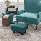 Petit pouf ottoman, repose-pieds avec revêtement en tissu de lin et pieds en plastique, pouf cube