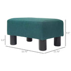 Petit pouf ottoman, repose-pieds avec revêtement en tissu de lin et pieds en plastique, pouf cube