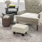Petit pouf ottoman, repose-pieds avec revêtement en tissu de lin et pieds en plastique, pouf cube