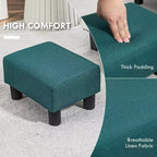 Petit pouf ottoman, repose-pieds avec revêtement en tissu de lin et pieds en plastique, pouf cube