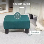 Petit pouf ottoman, repose-pieds avec revêtement en tissu de lin et pieds en plastique, pouf cube