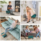 Petit pouf ottoman, repose-pieds avec revêtement en tissu de lin et pieds en plastique, pouf cube