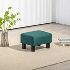 Petit pouf ottoman, repose-pieds avec revêtement en tissu de lin et pieds en plastique, pouf cube