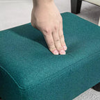 Petit pouf ottoman, repose-pieds avec revêtement en tissu de lin et pieds en plastique, pouf cube