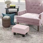 Petit pouf ottoman, repose-pieds avec revêtement en tissu de lin et pieds en plastique, pouf cube