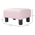 Petit pouf ottoman, repose-pieds avec revêtement en tissu de lin et pieds en plastique, pouf cube