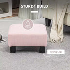 Petit pouf ottoman, repose-pieds avec revêtement en tissu de lin et pieds en plastique, pouf cube