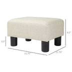 Petit pouf ottoman, repose-pieds avec revêtement en tissu de lin et pieds en plastique, pouf cube
