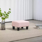 Petit pouf ottoman, repose-pieds avec revêtement en tissu de lin et pieds en plastique, pouf cube