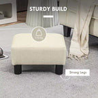 Petit pouf ottoman, repose-pieds avec revêtement en tissu de lin et pieds en plastique, pouf cube