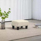 Petit pouf ottoman, repose-pieds avec revêtement en tissu de lin et pieds en plastique, pouf cube