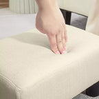 Petit pouf ottoman, repose-pieds avec revêtement en tissu de lin et pieds en plastique, pouf cube