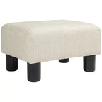 Small Ottoman Foot Rest, Foot Stool with Linen Fabric Upholstery and Plastic Legs, Cube Ottoman