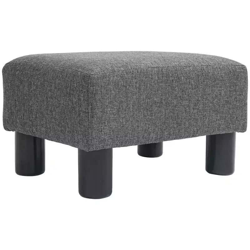 Petit pouf ottoman, repose-pieds avec revêtement en tissu de lin et pieds en plastique, pouf cube