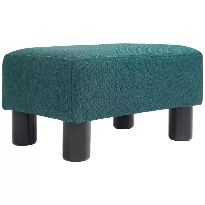 Petit pouf ottoman, repose-pieds avec revêtement en tissu de lin et pieds en plastique, pouf cube