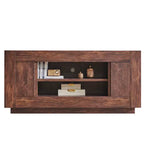 Meuble TV moderne de 70 po, centre de divertissement pour téléviseurs jusqu'à 80 po, console multimédia avec rangement ouvert et armoires latérales, consoles TV en bois épais