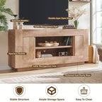 Meuble TV moderne de 70 po, centre de divertissement pour téléviseurs jusqu'à 80 po, console multimédia avec rangement ouvert et armoires latérales, consoles TV en bois épais