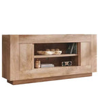Meuble TV moderne de 70 po, centre de divertissement pour téléviseurs jusqu'à 80 po, console multimédia avec rangement ouvert et armoires latérales, consoles TV en bois épais