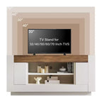 Meuble TV moderne de 70 po, centre de divertissement pour téléviseurs jusqu'à 80 po, console multimédia avec rangement ouvert et armoires latérales, consoles TV en bois épais