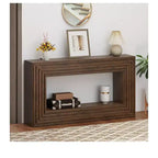 Farmhouse 61 inch Console Table with Open Storage for Entryway Sofa Side Bedroom Home Decor Walnut