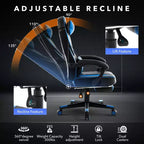 Chaise de bureau grande taille, Chaise de jeu en cuir à dossier haut avec repose-pieds, Chaise d'ordinateur ergonomique avec support lombaire et appui-tête, Base pivotante à 360°