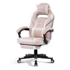 Chaise de bureau grande taille, Chaise de jeu en cuir à dossier haut avec repose-pieds, Chaise d'ordinateur ergonomique avec support lombaire et appui-tête, Base pivotante à 360°