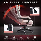 Chaise de bureau grande taille, Chaise de jeu en cuir à dossier haut avec repose-pieds, Chaise d'ordinateur ergonomique avec support lombaire et appui-tête, Base pivotante à 360°