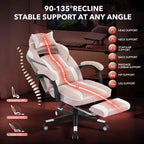 Chaise de bureau grande taille, Chaise de jeu en cuir à dossier haut avec repose-pieds, Chaise d'ordinateur ergonomique avec support lombaire et appui-tête, Base pivotante à 360°