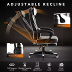 Chaise de bureau grande taille, Chaise de jeu en cuir à dossier haut avec repose-pieds, Chaise d'ordinateur ergonomique avec support lombaire et appui-tête, Base pivotante à 360°