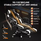 Chaise de bureau grande taille, Chaise de jeu en cuir à dossier haut avec repose-pieds, Chaise d'ordinateur ergonomique avec support lombaire et appui-tête, Base pivotante à 360°