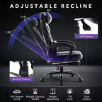 Chaise de bureau grande taille, Chaise de jeu en cuir à dossier haut avec repose-pieds, Chaise d'ordinateur ergonomique avec support lombaire et appui-tête, Base pivotante à 360°