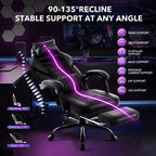Chaise de bureau grande taille, Chaise de jeu en cuir à dossier haut avec repose-pieds, Chaise d'ordinateur ergonomique avec support lombaire et appui-tête, Base pivotante à 360°