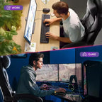 Chaise de bureau grande taille, Chaise de jeu en cuir à dossier haut avec repose-pieds, Chaise d'ordinateur ergonomique avec support lombaire et appui-tête, Base pivotante à 360°