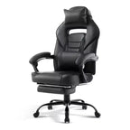 Big and Tall Office Chair, High Back Leather Gaming Chair with Footrest, Ergonomic Computer Chair w/Lumbar Support & Headrest, 360 Swivel Base