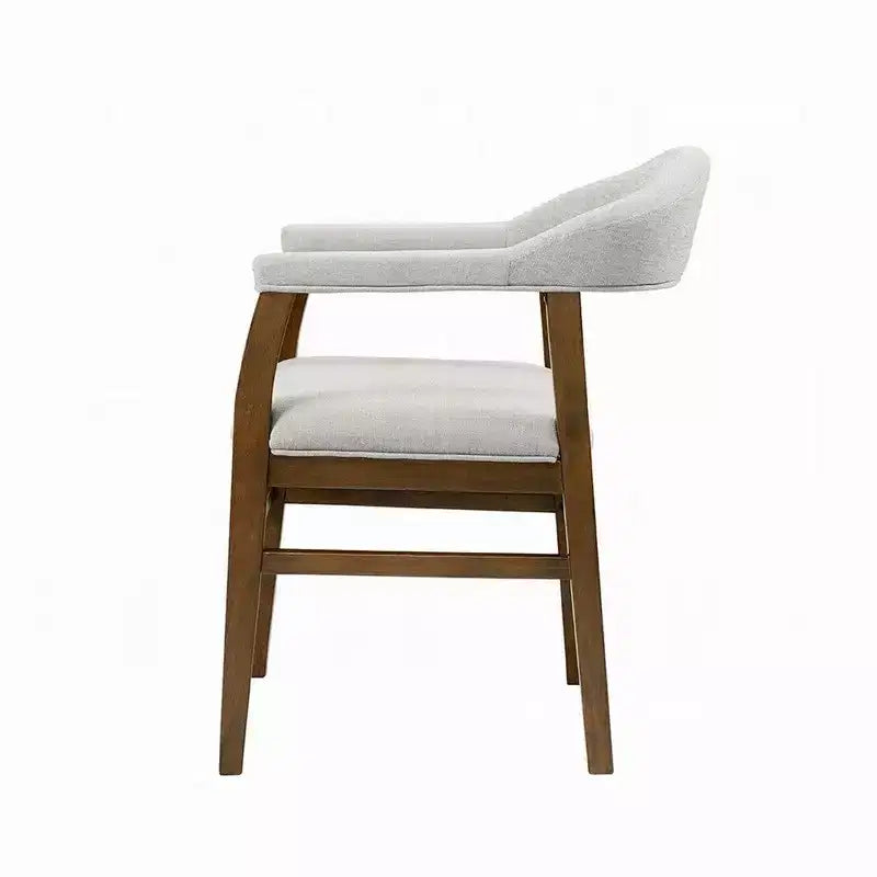 Royal Hampton Lot de 2 chaises de salle à manger, tissu gris, bois de noyer foncé