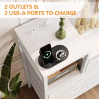Commode blanche à 3 tiroirs en tissu de 99 cm, meuble de rangement et étagère, commode moderne avec station de charge, commode meuble TV pour chambre et salon