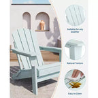 Chaise Adirondack d'extérieur, en PEHD robuste d'une capacité de 172 kg, résistante aux intempéries, aucun assemblage requis, pliable pour terrasse, pelouse, jardin