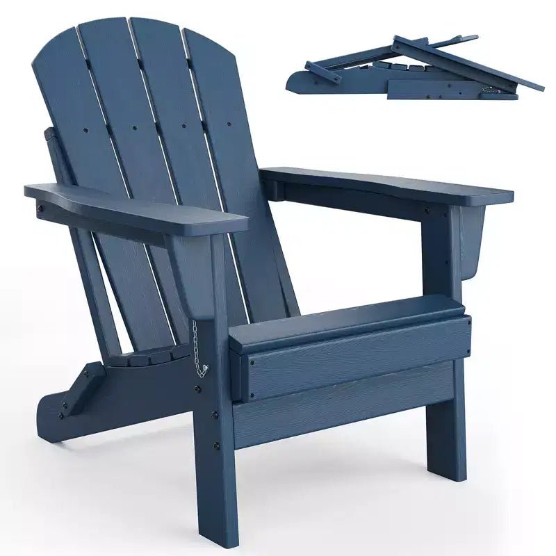 Chaise Adirondack d'extérieur, en PEHD robuste d'une capacité de 172 kg, résistante aux intempéries, aucun assemblage requis, pliable pour terrasse, pelouse, jardin