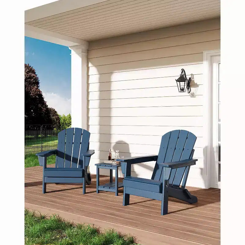 Chaise Adirondack d'extérieur, en PEHD robuste d'une capacité de 172 kg, résistante aux intempéries, aucun assemblage requis, pliable pour terrasse, pelouse, jardin