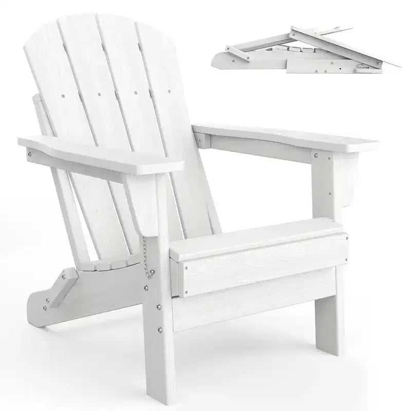Chaise Adirondack d'extérieur, en PEHD robuste d'une capacité de 172 kg, résistante aux intempéries, aucun assemblage requis, pliable pour terrasse, pelouse, jardin