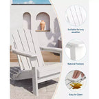 Chaise Adirondack d'extérieur, en PEHD robuste d'une capacité de 172 kg, résistante aux intempéries, aucun assemblage requis, pliable pour terrasse, pelouse, jardin