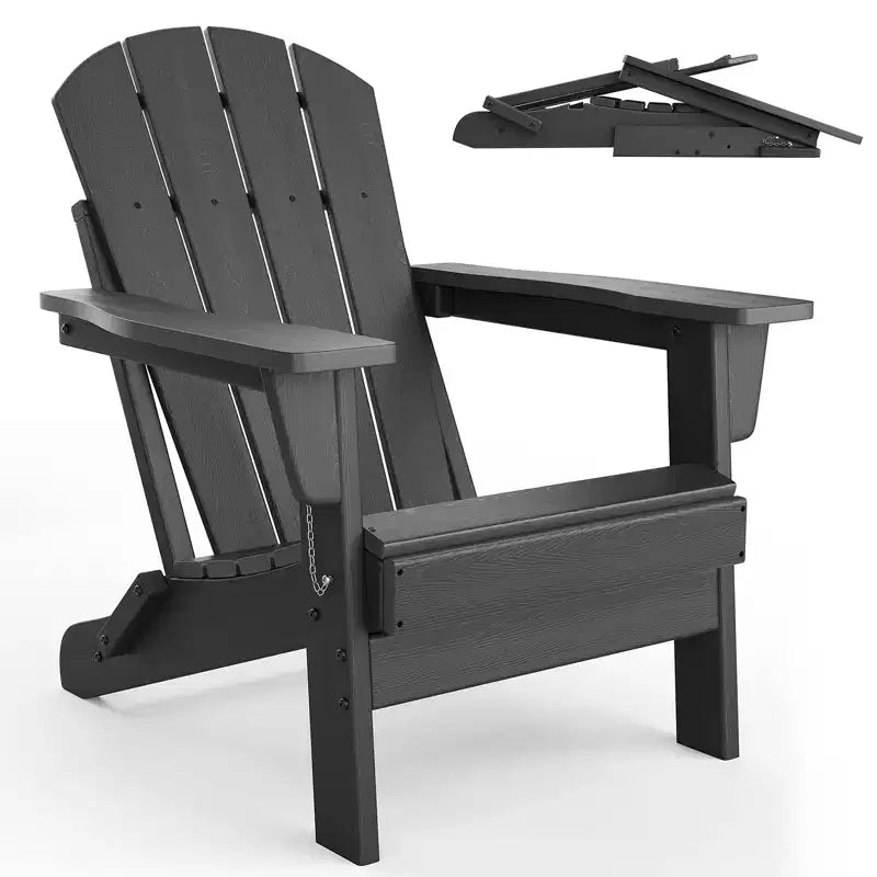 Chaise Adirondack d'extérieur, en PEHD robuste d'une capacité de 172 kg, résistante aux intempéries, aucun assemblage requis, pliable pour terrasse, pelouse, jardin