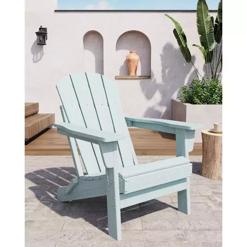 Chaise Adirondack d'extérieur, en PEHD robuste d'une capacité de 172 kg, résistante aux intempéries, aucun assemblage requis, pliable pour terrasse, pelouse, jardin