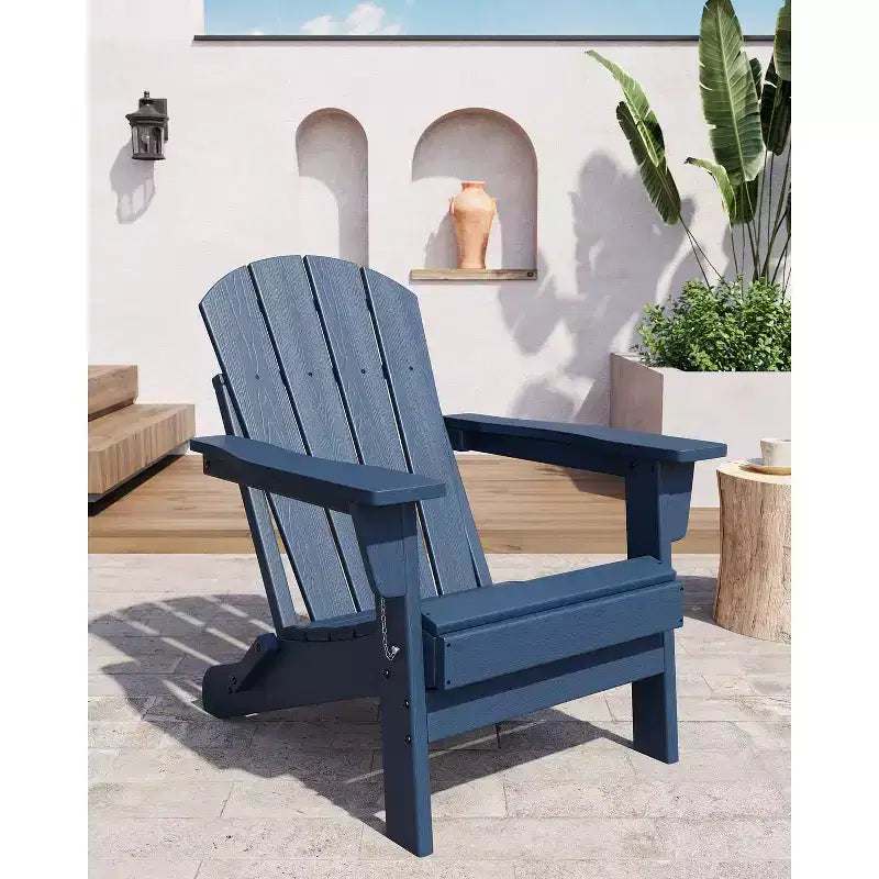 Chaise Adirondack d'extérieur, en PEHD robuste d'une capacité de 172 kg, résistante aux intempéries, aucun assemblage requis, pliable pour terrasse, pelouse, jardin