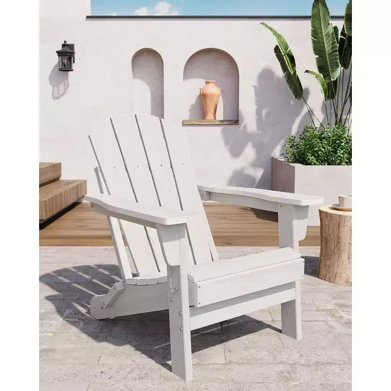 Chaise Adirondack d'extérieur, en PEHD robuste d'une capacité de 172 kg, résistante aux intempéries, aucun assemblage requis, pliable pour terrasse, pelouse, jardin