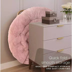 Fauteuils soucoupes pliants, chaise ronde confortable en fausse fourrure en forme de fleur avec coussin épais et cadre métallique robuste, chaise lune pliable en peluche surdimensionnée