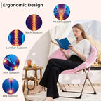 Fauteuils soucoupes pliants, chaise ronde confortable en fausse fourrure en forme de fleur avec coussin épais et cadre métallique robuste, chaise lune pliable en peluche surdimensionnée