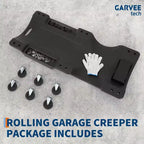 Chariot de visite d'atelier/garage automobile en plastique de 40", profil bas sous la voiture, appui-tête rembourré, deux plateaux à outils et 6 roulettes
