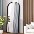 Miroir noir pleine longueur de 31,5 x 70,87 pouces en alliage d'aluminium, de forme arquée et profonde, sans support, pour la décoration murale du salon et de la chambre.